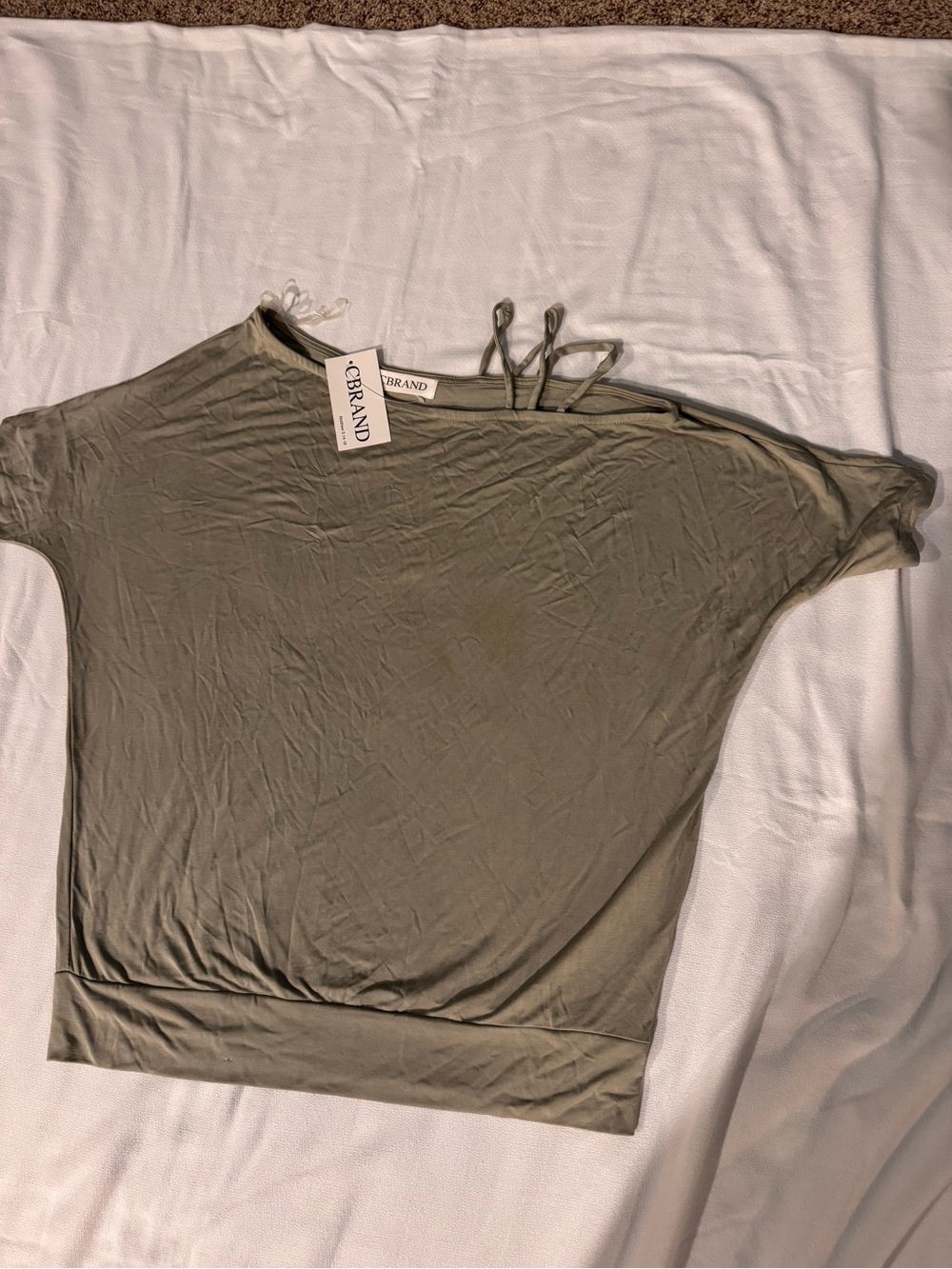 Olive  / Gray/Green Women's Off-Shoulder Top Size S to M